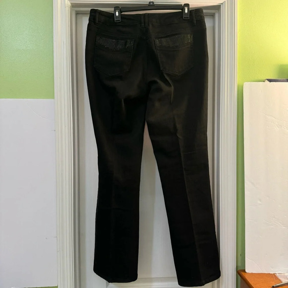 Madison Black Jeans With Bedazzled Pockets And Front Waist Line - Picture 3 of 9